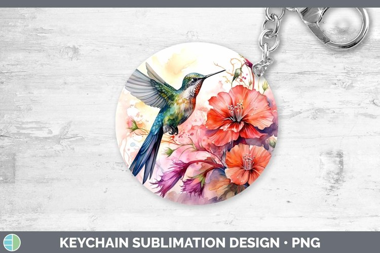 Watercolor Hummingbird Keychain | Sublimation Keyring Desig