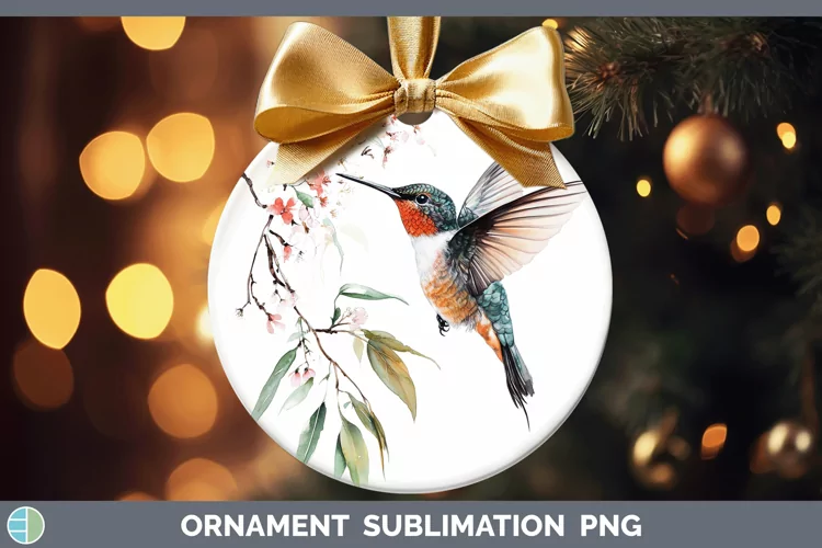 Watercolor Hummingbird Ornament Sublimation Bauble Designs
