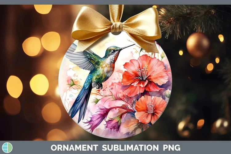 Watercolor Hummingbird Ornament Sublimation Bauble Designs