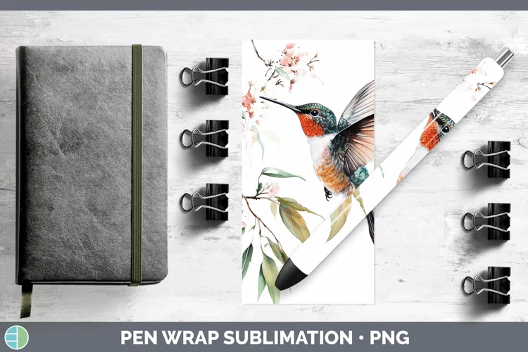 Watercolor Hummingbird Pen Wrap Sublimation Pen Designs