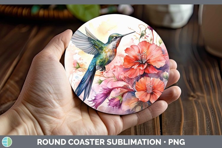 Watercolor Hummingbird Round Coaster | Sublimation Coaster D
