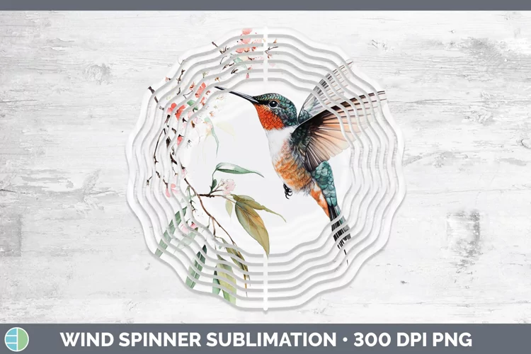 Watercolor Hummingbird Wind Spinner Sublimation Spinner Desi