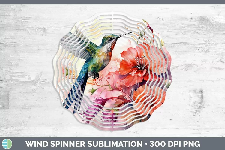 Watercolor Hummingbird Wind Spinner Sublimation Spinner Desi