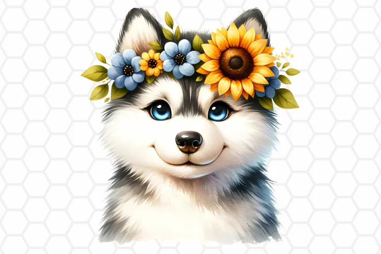 Watercolor Husky Clipart, Sublimation PNG Design