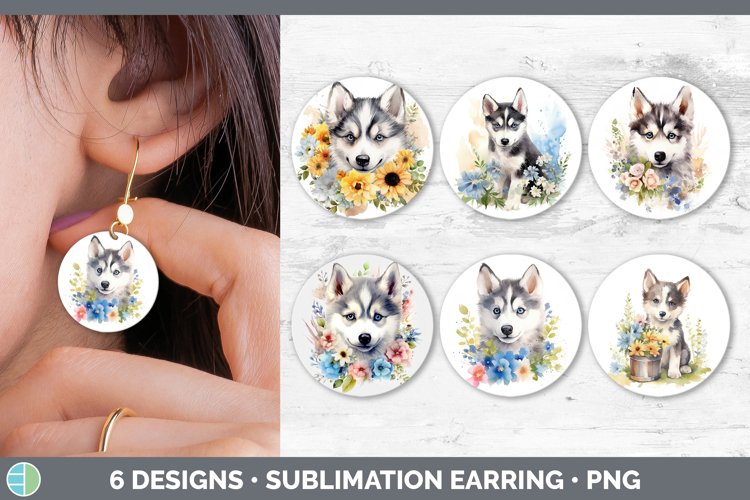Bundle of six Wild Flowers Husky Round Earrings designs.