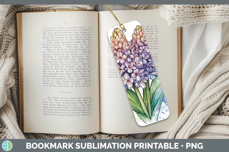 Watercolor Hyacinth Bookmark Sublimation Printable Designs
