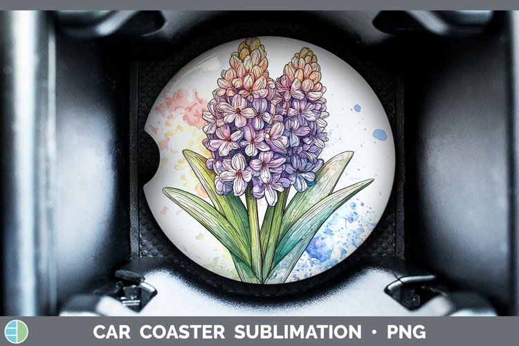 Watercolor Hyacinth Car Coaster Sublimation Designs