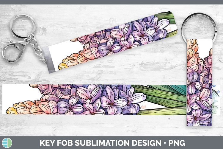 Watercolor Hyacinth Key Fob Sublimation Wristlet Designs