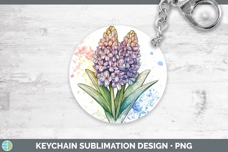 Watercolor Hyacinth Keychain Sublimation Keyring Designs