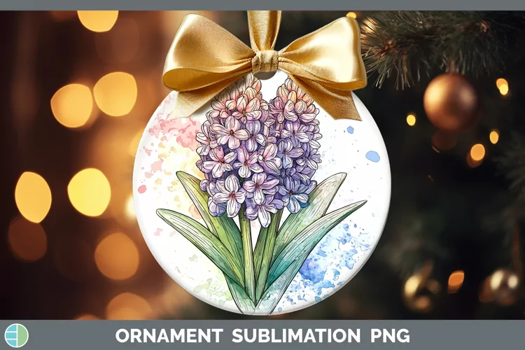 Watercolor Hyacinth Ornament Sublimation Bauble Designs