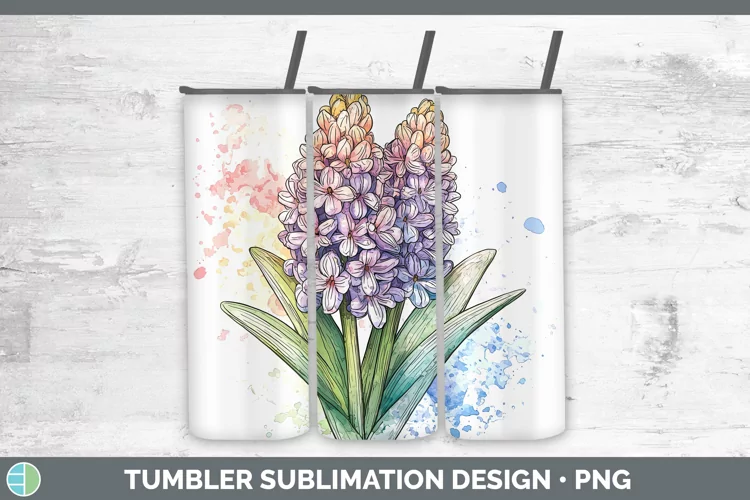 Watercolor Hyacinth Tumbler Sublimation 20 oz Skinny Tumbler