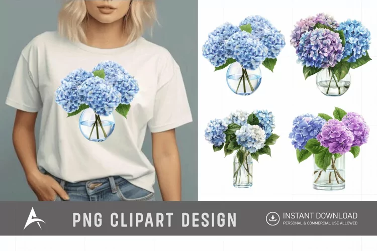 Watercolor Hydrangea Clipart