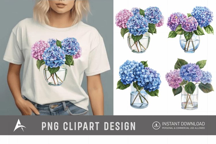 Watercolor Hydrangea Clipart