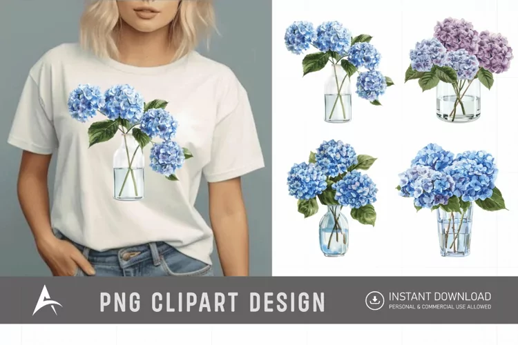 Watercolor Hydrangea Clipart