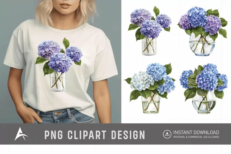 Watercolor Hydrangea Clipart