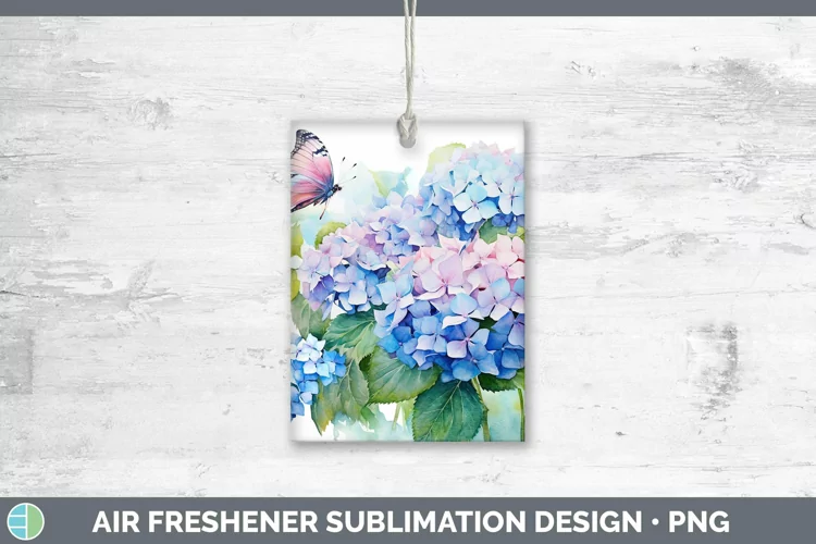 Watercolor Hydrangea Air Freshener Sublimation Car Freshener