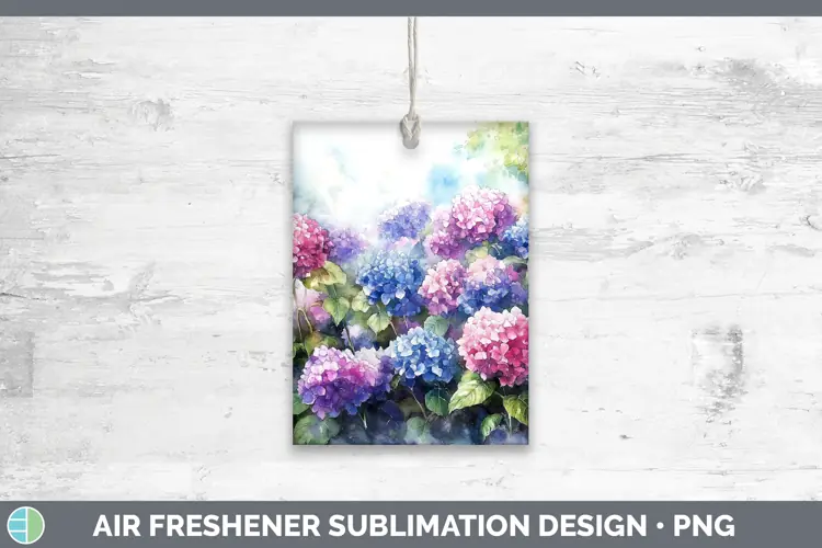 Watercolor Hydrangea Air Freshener Sublimation Car Freshener