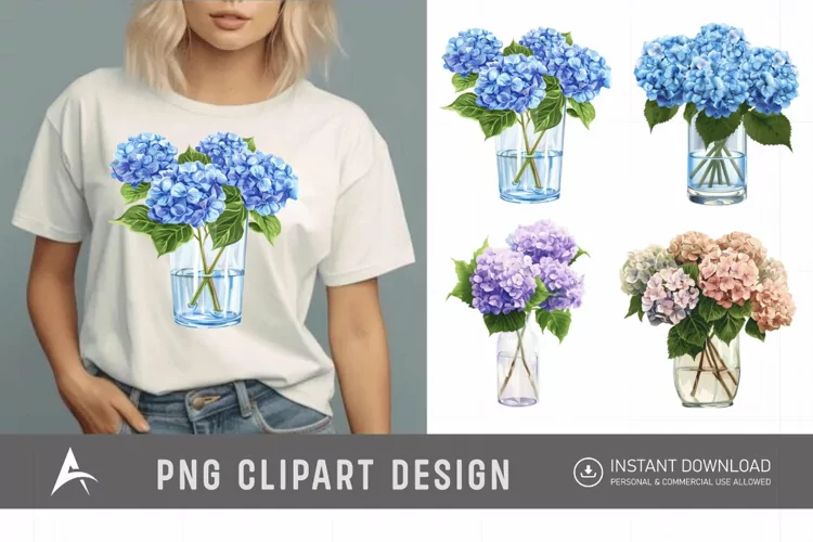 Watercolor Hydrangea Clipart