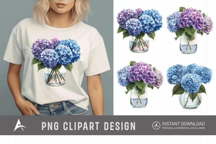 Watercolor Hydrangea Clipart
