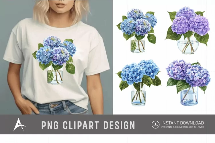 Watercolor Hydrangea Clipart