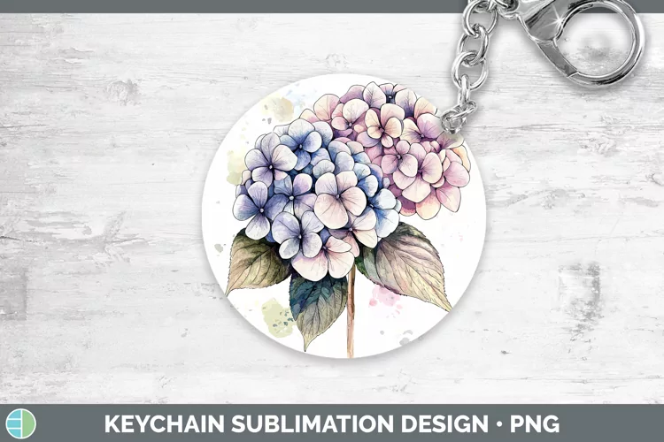 Watercolor Hydrangea Keychain Sublimation Keyring Designs