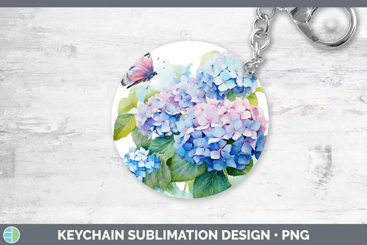 Watercolor Hydrangea Keychain Sublimation Keyring Designs