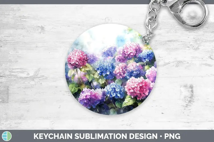 Watercolor Hydrangea Keychain Sublimation Keyring Designs