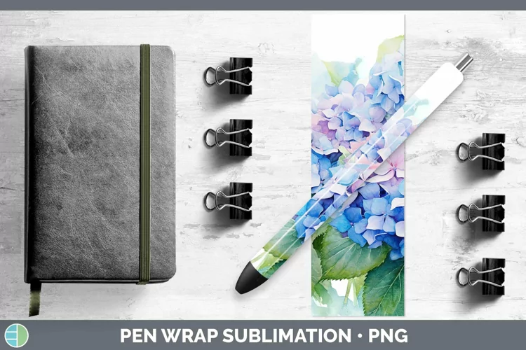 Watercolor Hydrangea Pen Wrap Sublimation Epoxy Pen Designs