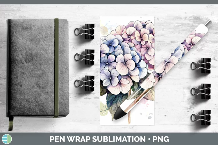Watercolor Hydrangea Pen Wrap Sublimation Pen Designs