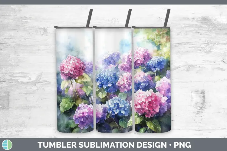 Watercolor Hydrangea Tumbler Sublimation 20 oz Skinny Tumble