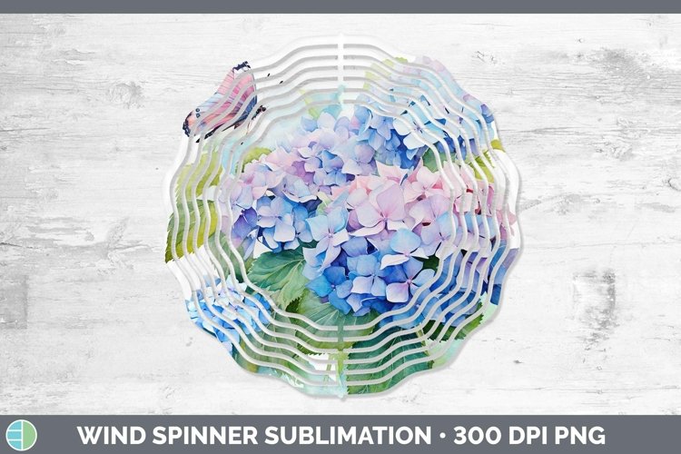 Watercolor Hydrangea Wind Spinner Sublimation Spinner Design