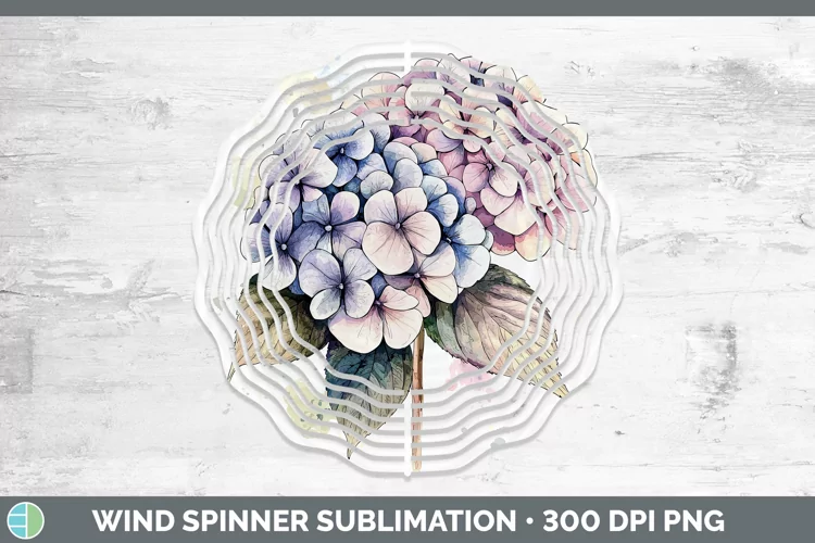 Watercolor Hydrangea Wind Spinner Sublimation Spinner Design
