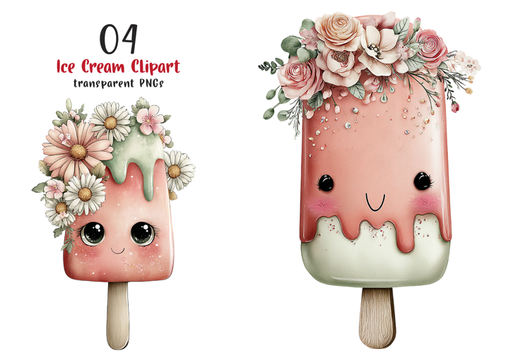 Watercolor Ice Cream Clipart