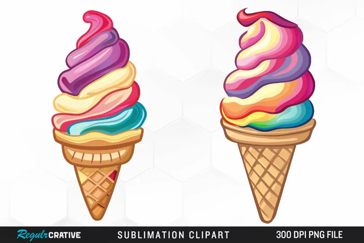 Watercolor Ice Cream Image Clipart