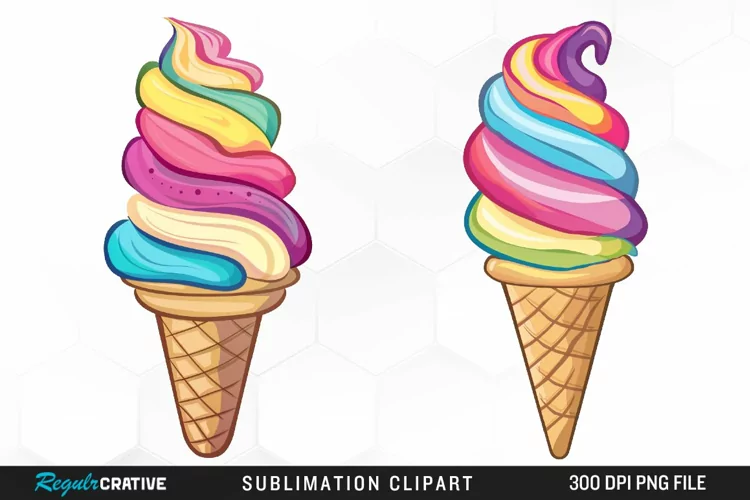 Watercolor Ice Cream Graphics Clipart