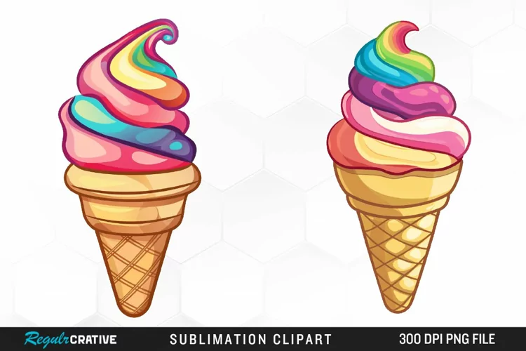 Watercolor Ice Cream Graphics Clipart
