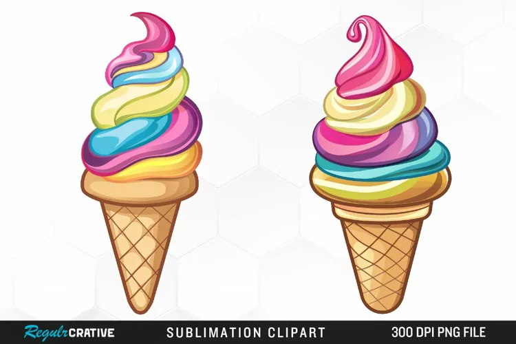 Watercolor Ice Cream Graphics Clipart