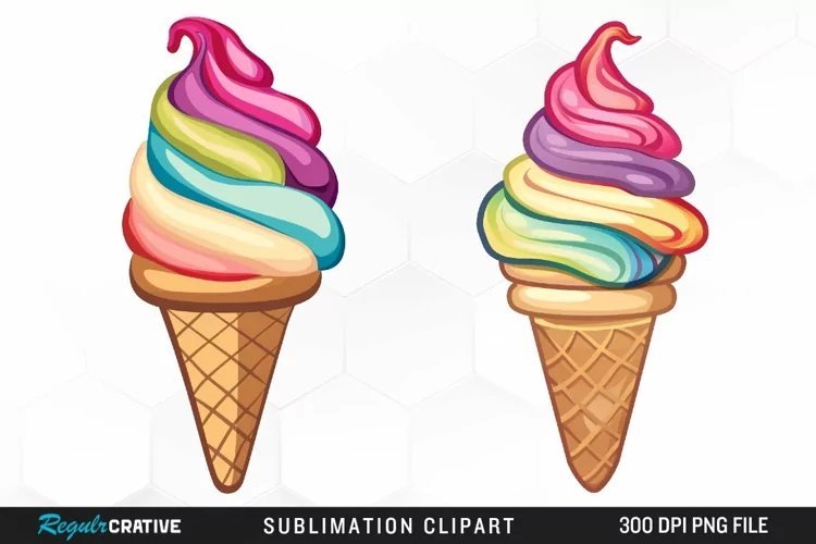 Watercolor Ice Cream Graphics Clipart