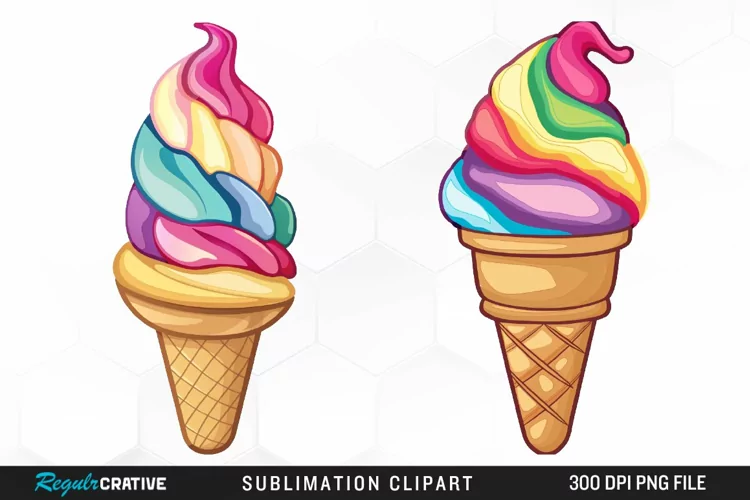 Watercolor Ice Cream Graphics Clipart