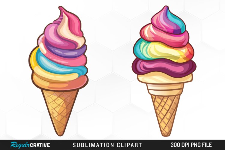 Watercolor Ice Cream Graphics Clipart example image 1