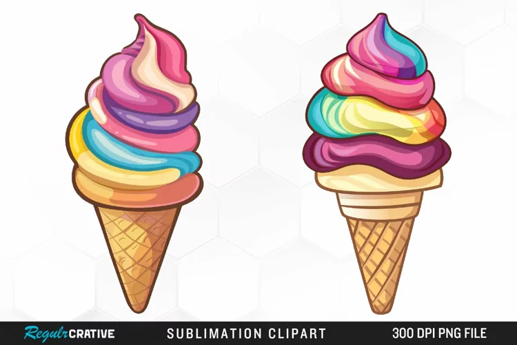 Watercolor Ice Cream Graphics Clipart