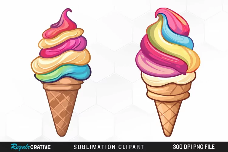 Watercolor Ice Cream Graphics Clipart