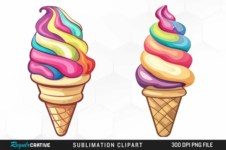 Watercolor Ice Cream Graphics Clipart