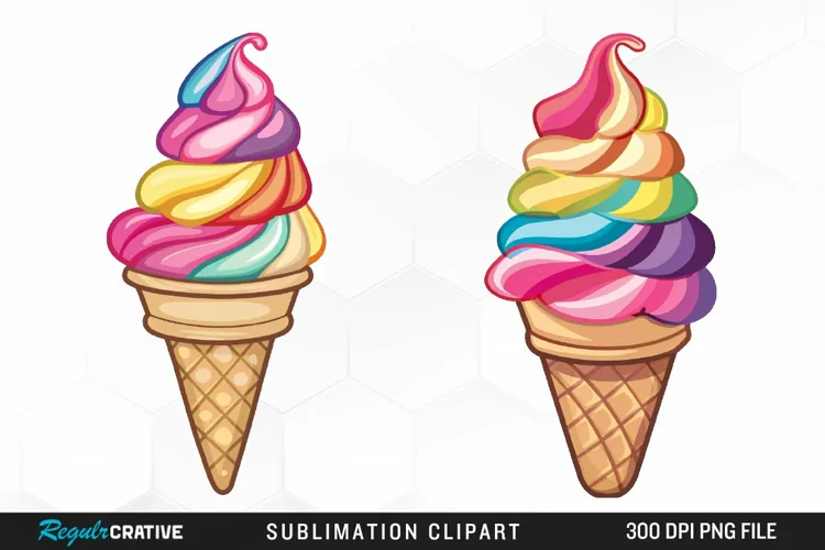 Watercolor Ice Cream Graphics Clipart