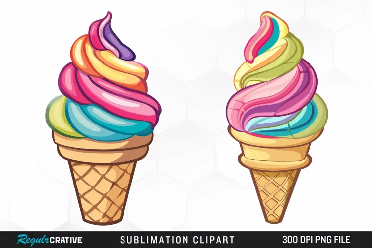 Watercolor Ice Cream Image Clipart