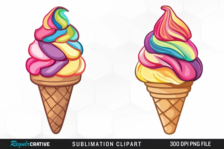Watercolor Ice Cream Graphics Clipart