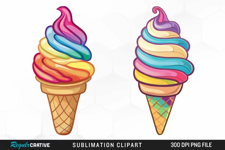 Watercolor Ice Cream Graphics Clipart