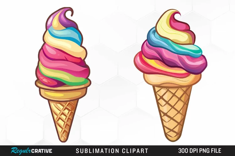 Watercolor Ice Cream Graphics Clipart