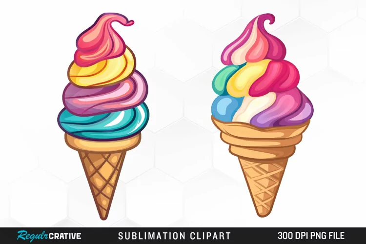 Watercolor Ice Cream Image Clipart