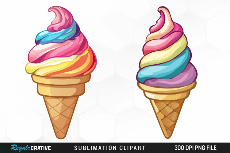 Watercolor Ice Cream Graphics Clipart